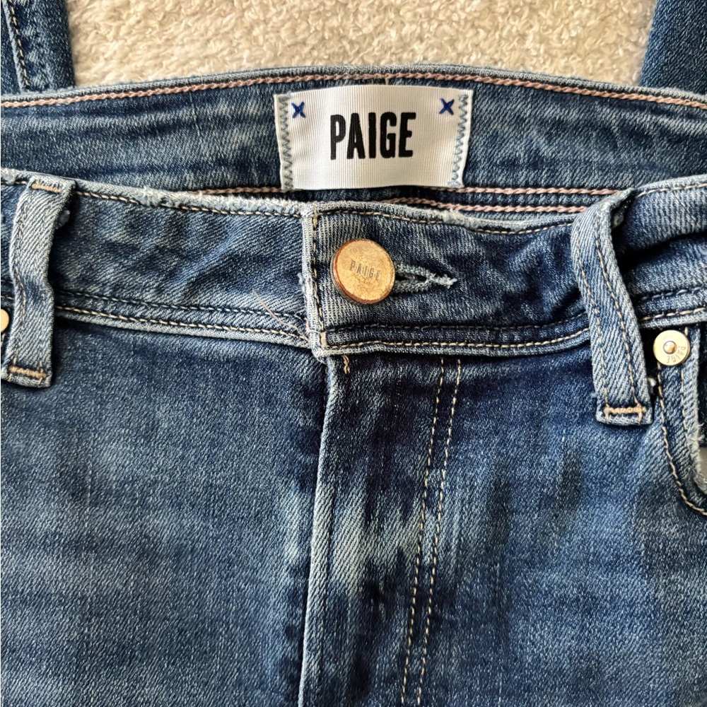 PAIGE Blue Flare Wide Leg Jeans Classic Denim - Picture 8 of 14